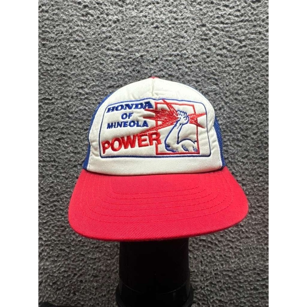 Vintage Honda of Mineola Power Snapback Trucker Hat Multicolor Mens One Size‎